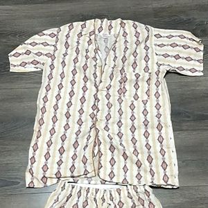 Men's Vintage 2 Piece Pajama Set Shorts and Short Sleeve